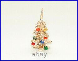 Vintage A. C. 14k Solid Yellow Gold 3D Christmas Tree with Star & Ornaments CHARM