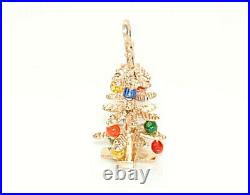 Vintage A. C. 14k Solid Yellow Gold 3D Christmas Tree with Star & Ornaments CHARM