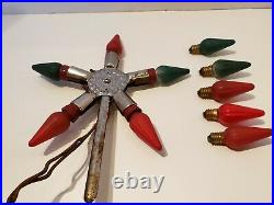 Vintage A Merry Christmas C6 Lights Metal 5 Point Star Tree Topper