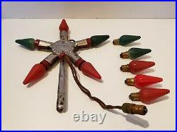 Vintage A Merry Christmas C6 Lights Metal 5 Point Star Tree Topper