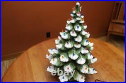 Vintage A64 3-Piece Atlantic Mold 22 Flocked Ceramic Christmas Tree with Bulbs