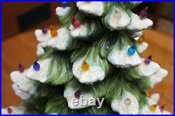 Vintage A64 3-Piece Atlantic Mold 22 Flocked Ceramic Christmas Tree with Bulbs