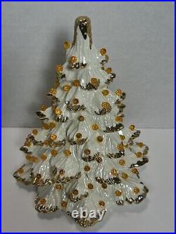 Vintage ARNEL MOLD Ceramic CHRISTMAS TREE MCM Cream/Gold Orange Lights Read