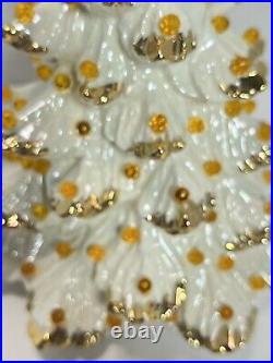 Vintage ARNEL MOLD Ceramic CHRISTMAS TREE MCM Cream/Gold Orange Lights Read