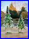 Vintage ART GLASS Handbown CHRISTMAS TREE 11.5 And 8 Heavy set Of 2