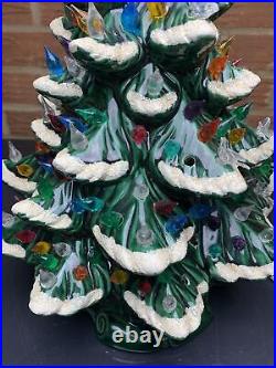 Vintage ATLANTIC MOLD 17 Ceramic Christmas Tree & Base With Working Music Box