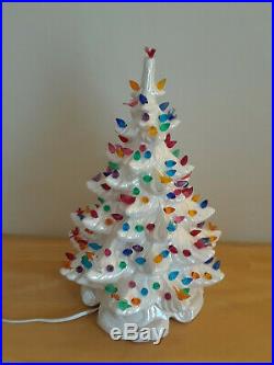 Vintage ATLANTIC MOLD Pearl Ceramic Christmas Tree Over 150 Lights 16 inches