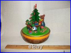 Vintage Adorable German Steinbach Reuge Wood Around the Christmas Tree Music Box