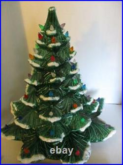 Vintage Alberta's Molds Inc. Flocked Ceramic 3 Piece Christmas Tree 18