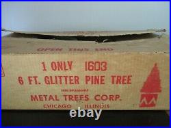 Vintage Alcoa Aluminum 6 Ft Christmas Glitter Pine Tree Box & Instructions