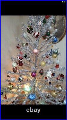 Vintage Aluminum 7 Foot Taper Tree Christmas Tree Silver Over 100 branches