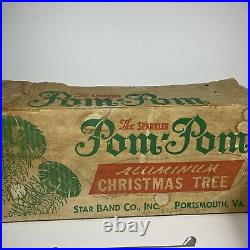 Vintage Aluminum Christmas Pom Pom Tree 4 Star Band The Sparkler M-452 Complete