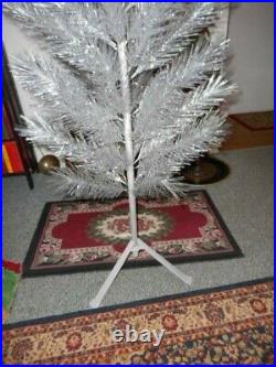 Vintage Aluminum Christmas Tree 6 Ft. Glittering Long Silver Needles
