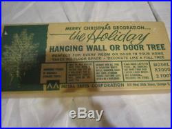 Vintage Aluminum Christmas Tree Door Hanging Wall Silver in original box 2 ft