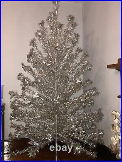 Vintage Aluminum Christmas Tree The Sparkler Pom Pom Silver Blue Balls Rare 7