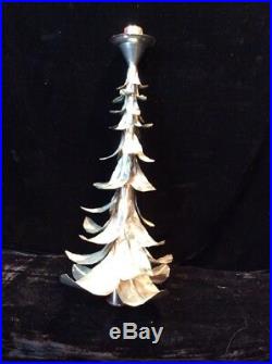 Vintage Aluminum Christmas Tree Topper Candle Holder Silver Antique Mid Century