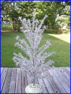 Vintage Aluminum Pom Pom 5.5 Christmas Tree with Revolving Stand