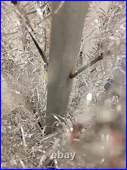 Vintage Aluminum Pom-Pom Silver Christmas Tree 6.5 feet Tall'50s 100 Branches