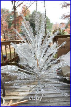 Vintage Aluminum Silver Christmas Tree 6 1/2 ft 66 Branches with Box