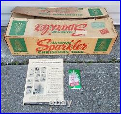 Vintage Aluminum Sparkler Christmas Tree COMPLETE with Box & Papers 6FT Xmas MCM