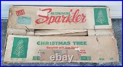 Vintage Aluminum Sparkler Christmas Tree COMPLETE with Box & Papers 6FT Xmas MCM