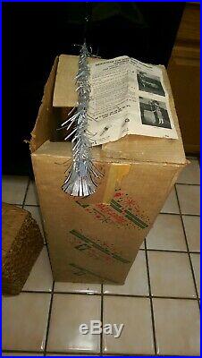 Vintage Aluminum Taper Pom Pom Christmas Tree 154 Branches 7 Foot original owner