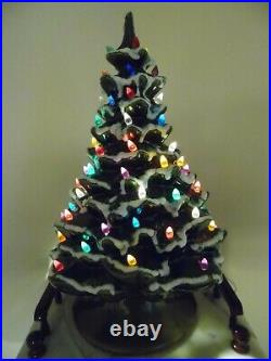 Vintage Alyce Ceramics California USA Lighted Christmas Tree Large Flocked