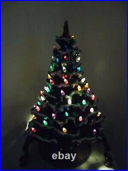 Vintage Alyce Ceramics California USA Lighted Christmas Tree Large Flocked