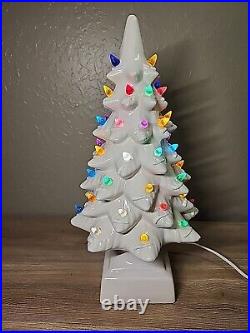 Vintage American Mold 17 Ceramic Christmas Tree Snow Gloss White & Base