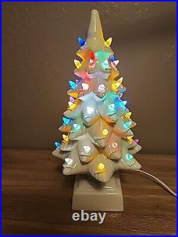 Vintage American Mold 17 Ceramic Christmas Tree Snow Gloss White & Base