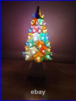 Vintage American Mold 17 Ceramic Christmas Tree Snow Gloss White & Base