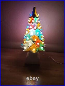 Vintage American Mold 17 Ceramic Christmas Tree Snow Gloss White & Base