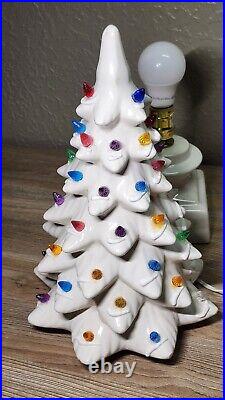 Vintage American Mold 17 Ceramic Christmas Tree Snow Gloss White & Base