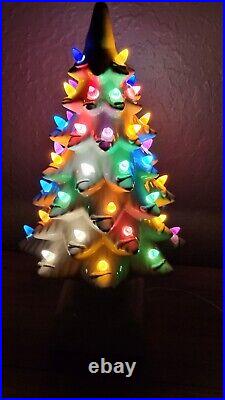 Vintage American Mold 17 Ceramic Christmas Tree Snow Gloss White & Base