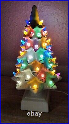 Vintage American Mold 17 Ceramic Christmas Tree Snow Gloss White & Base