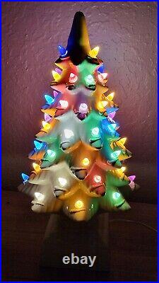 Vintage American Mold 17 Ceramic Christmas Tree Snow Gloss White & Base