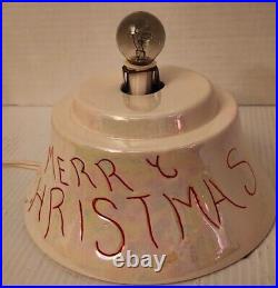 Vintage American Mold Ceramic White Iridescent Merry Christmas Tree 15 Music Box