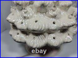 Vintage American Mold Ceramic White Iridescent Merry Christmas Tree 15 Music Box