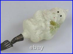 Vintage Antique Blown Glass Mica SANTA w TREE Clip On Christmas Ornament Germany