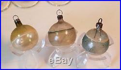 Vintage Antique Christmas Feather Tree Ball Ornament Mercury Glass Bauble Indent