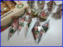 Vintage Antique Lot Of 23 Christmas Tree Ornaments Birdhouse Scenic Kaleidoscope