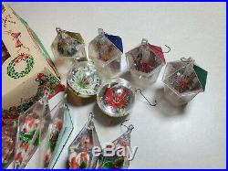 Vintage Antique Lot Of 23 Christmas Tree Ornaments Birdhouse Scenic Kaleidoscope