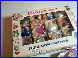 Vintage Antique Lot Of 23 Christmas Tree Ornaments Birdhouse Scenic Kaleidoscope