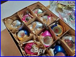 Vintage Antique Lot Of 23 Christmas Tree Ornaments Birdhouse Scenic Kaleidoscope