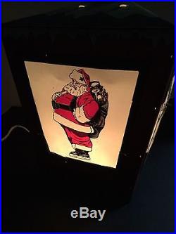 Vintage Antique Metal Christmas Lantern Electric Light Santa Tree