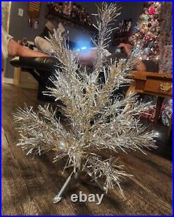 Vintage Arandell Silver Forest 2.5 Foot Tall Aluminum PomPom Christmas Tree