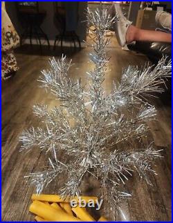 Vintage Arandell Silver Forest 2.5 Foot Tall Aluminum PomPom Christmas Tree