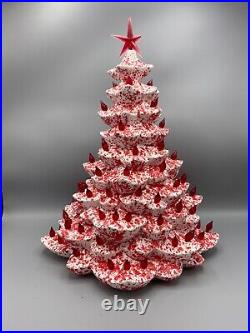 Vintage Arnel's Ceramic Christmas Tree Candy Cane Red 14 No Base