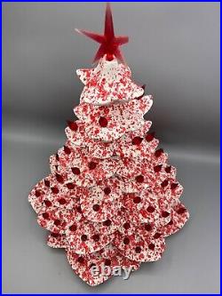 Vintage Arnel's Ceramic Christmas Tree Candy Cane Red 14 No Base