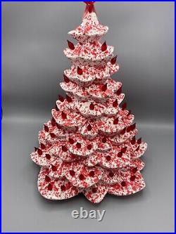 Vintage Arnel's Ceramic Christmas Tree Candy Cane Red 14 No Base